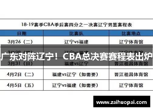 广东对阵辽宁！CBA总决赛赛程表出炉